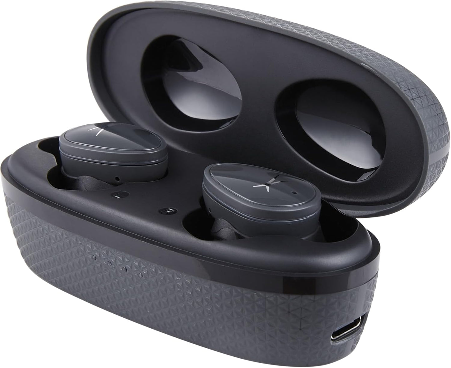 Nanobuds True Wireless Earbuds with Charging Case, IPX4 Waterproof, Dual Mic, 30 Hours Playtime – Sports in Ear Earphones for Iphone & Android (Charcoal Grey)