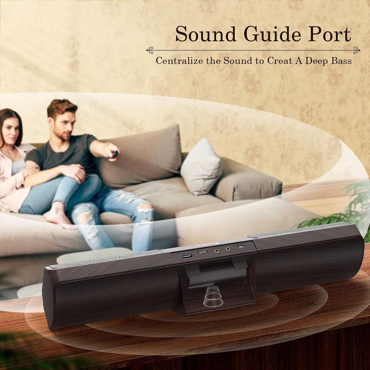 Bluetooth Computer Speakers, 105Db Deep Bass PC Speakers with Auto Noise Filter Home Theater Desktop Speakers Stereo USB Speakers for Pc/Laptop/Tv/Smartphone/Tablet (Brown)