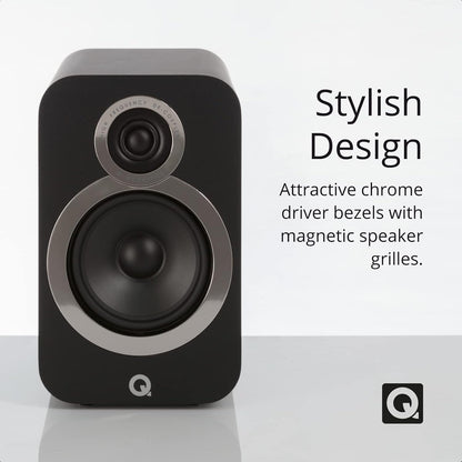 3020I Bookshelf Speakers Pair Carbon Black - 2-Way Reflex Enclosure Type, 5" Bass Driver, 0.9" Tweeter - Stereo Speakers/Passive Speakers for Home Theater Sound System