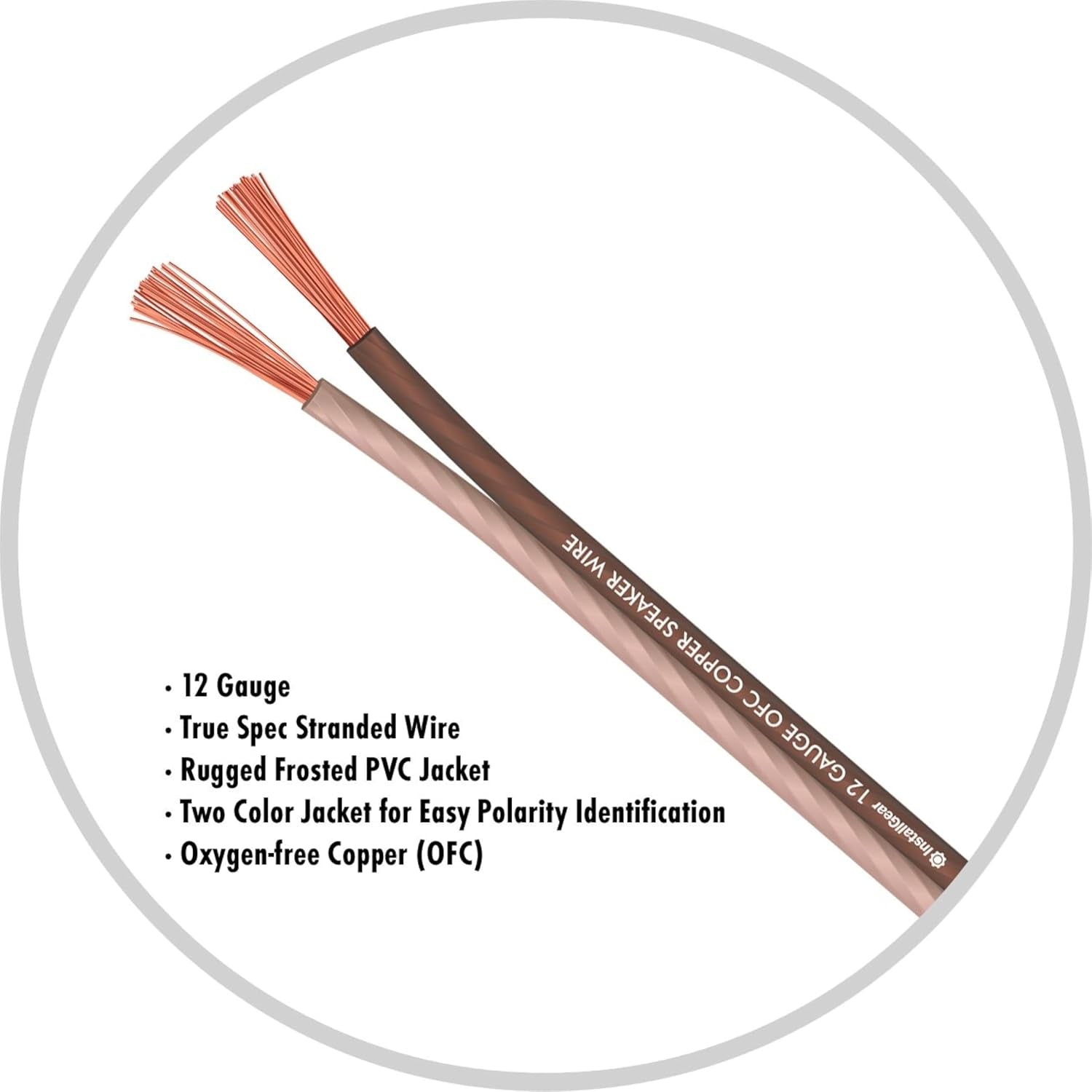 12 Gauge Speaker Wire 100Ft - Deoxidized Copper OFC Speaker Wires 12 Gauge - Flexible Wire Cable with Polarity Marking - Soft Touch 12 AWG Wire for Audio, Amp and Home Theater Use - Brown