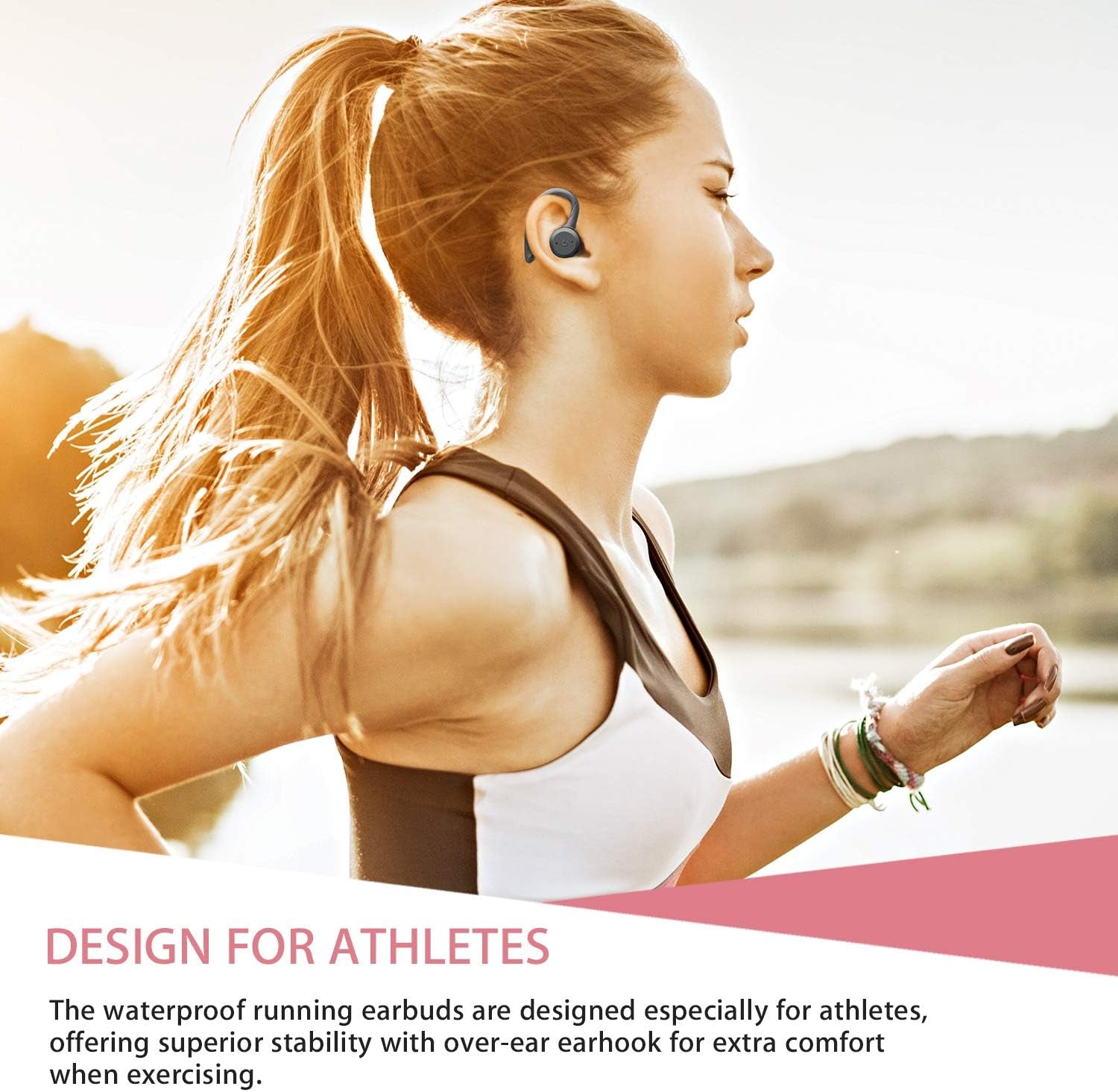 Wireless Headphones True Wireless Bluetooth 5.0 Sports Earbuds, IPX7 Waterproof Stereo Hifi Sound, Built-In Mic Earphones with Charging Case (Black)