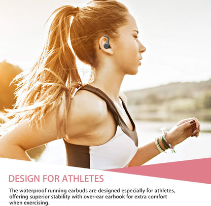 Wireless Headphones True Wireless Bluetooth 5.0 Sports Earbuds, IPX7 Waterproof Stereo Hifi Sound, Built-In Mic Earphones with Charging Case (Black)