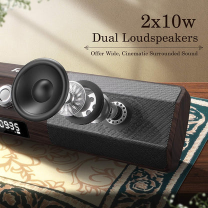 Bluetooth Computer Speakers, 105Db Deep Bass PC Speakers with Auto Noise Filter Home Theater Desktop Speakers Stereo USB Speakers for Pc/Laptop/Tv/Smartphone/Tablet (Brown)