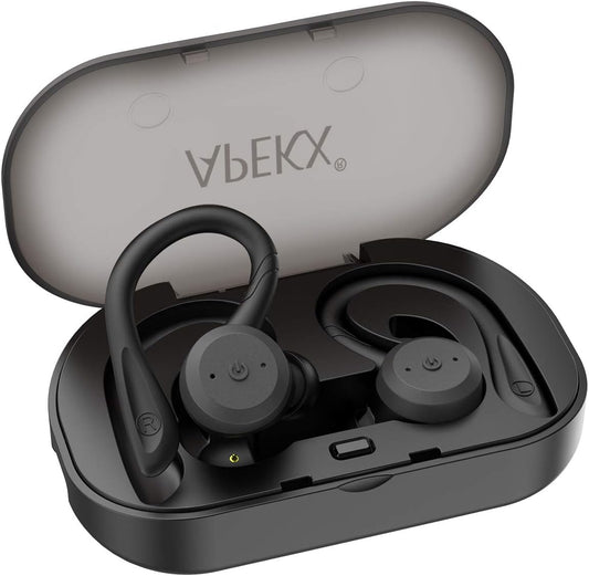 Wireless Headphones True Wireless Bluetooth 5.0 Sports Earbuds, IPX7 Waterproof Stereo Hifi Sound, Built-In Mic Earphones with Charging Case (Black)